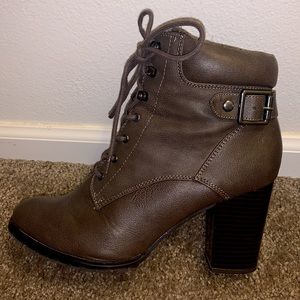Brown Lace-Up Ankle Bootie